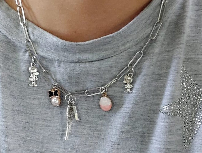 Collar de cadena de clips personalizables (Color silver)